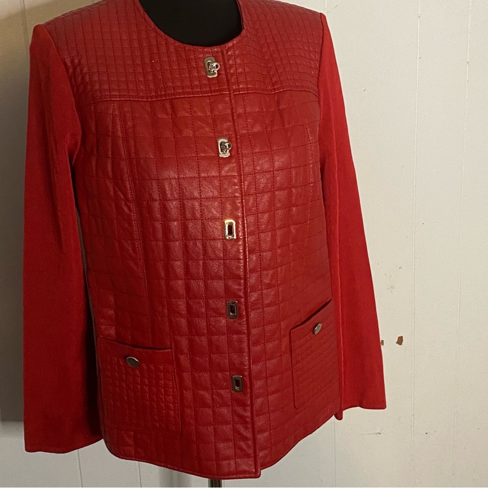 Peter Nygard Vintage Red Leather Jacket Possibly Medium Check Measures..
